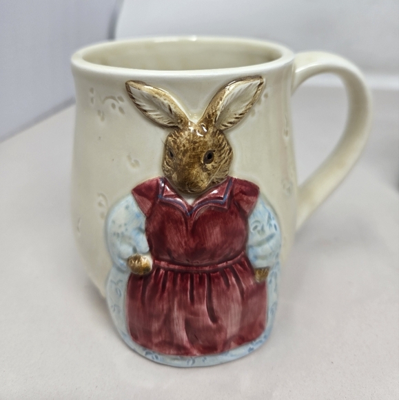 Vintage Otagirl Mrs Rabbit Ceramics 2 Tea Cups-Sugar Holder & Spoon Edith Coll. - Picture 2 of 15